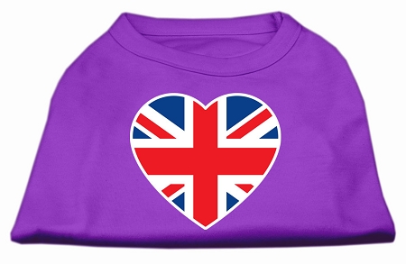 British Flag Heart Screen Print Shirt Purple XXXL